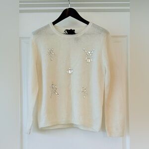 Chic Cream Sweater with Sparkling Accents